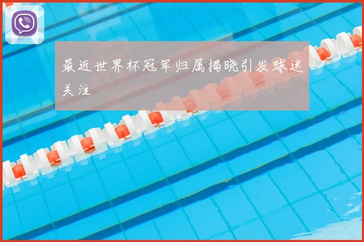 最近世界杯冠军归属揭晓引发球迷关注